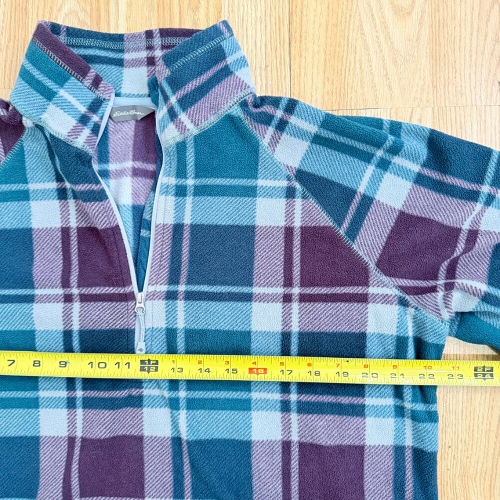 Eddie Bauer ¼ Zip Plaid Fleece Pullover Women’s Large - Picture 4 of 5